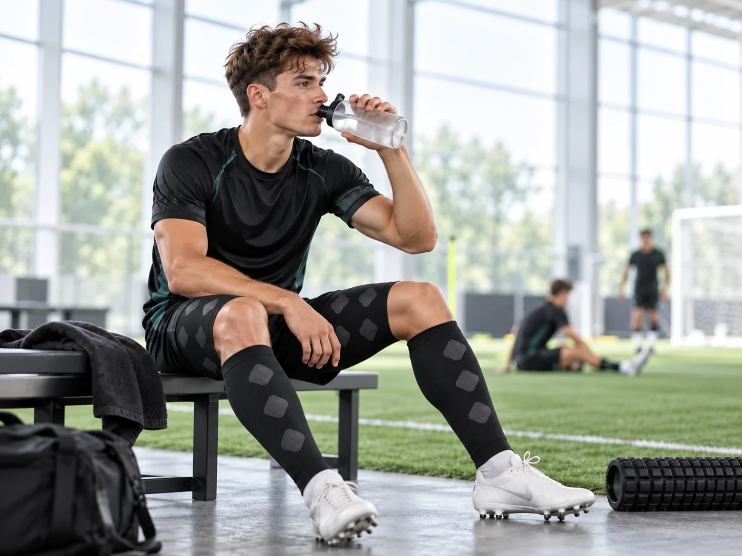 Football player recovering between training loads