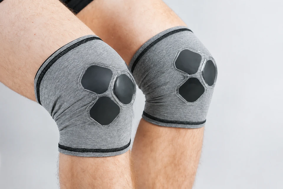 Animation of Neurodots gear: thigh bands and calf sleeves in action